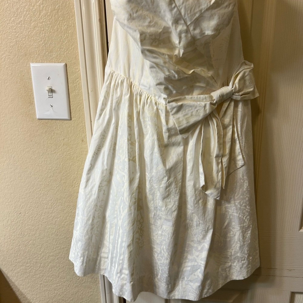 Lilly Pulitzer Ivory Strapless Dress with Side Bow